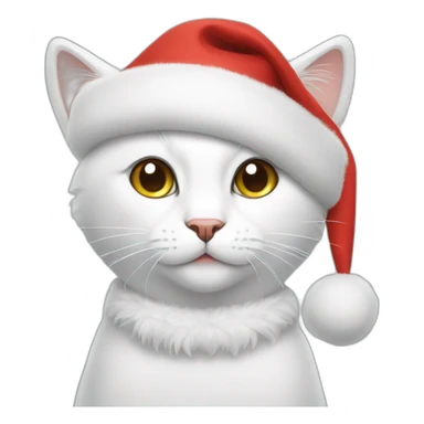 white cat with christmas hat sticker