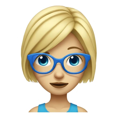 Sad upside down blonde girl with blue glasses sticker