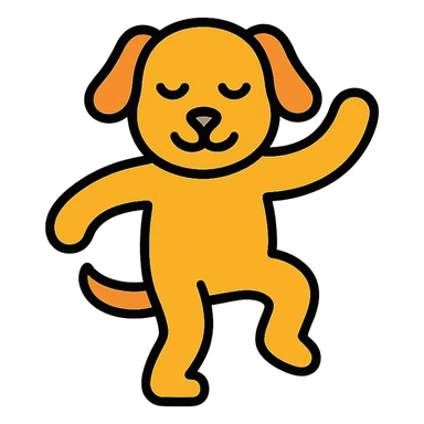 dancing dog colorful outline icon style sticker