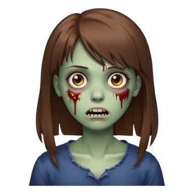 zombie girl with brown hair side bangs emoji sticker