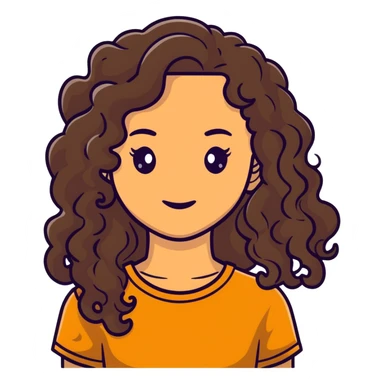 tan girl with long curly dark brown hair sticker