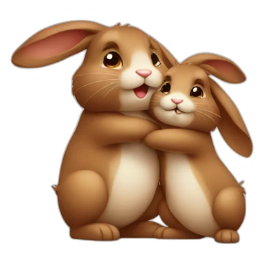 cute brown bunnies make hug sticker