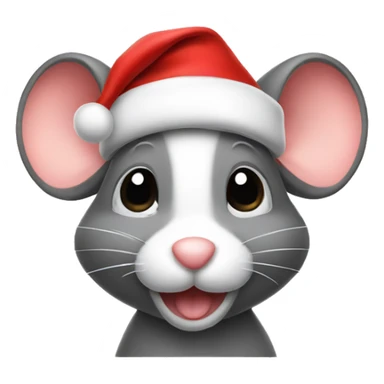 Cute mouse with santa hat sticker