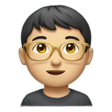 Chinese boy. Middle part and golden glasses sticker