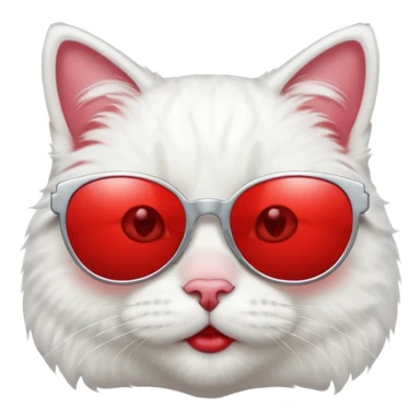  White Cat wearing sunglasses and lipstick  sticker