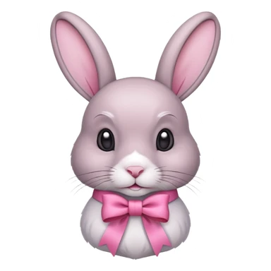 A rabbit with a pink ribbon sticker