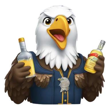 Bald eagle holding tequila sticker