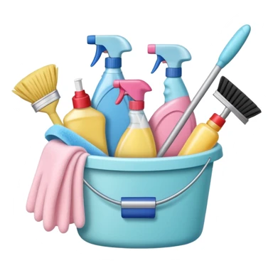 Realistic cleaning essentials with pastal color sticker