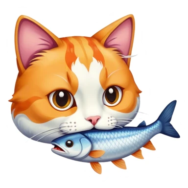 A cat eating fish sticker