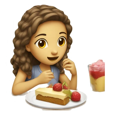 Girl eating desert on a table sticker