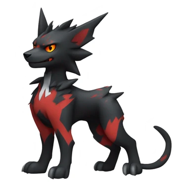 Cool Edgy Litten-Houndoom-Luxray Fakémon Digimon with Red and white Edgy markings, full body, outlined sticker