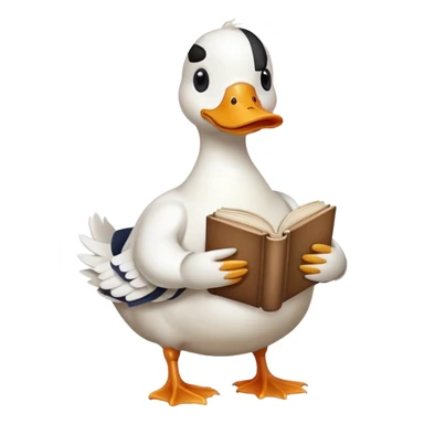 white duck holding book sticker