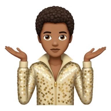 Bobby Farrell from Boney M with dark brown hair, cream sequin outfit sticker