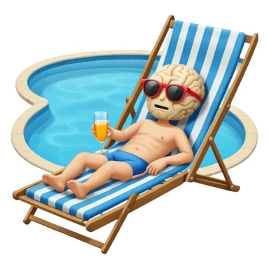 A brain lies in a deck chair wearing sunglasses at the edge of the pool. sticker