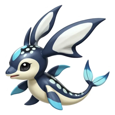 Black and white smooth glossy soft hot spotted Meloetta-Dialga-Orca-Giratina-Noivern-Vaporeon-Pokémon-Fakémon-fusion-hybrid-creature sticker