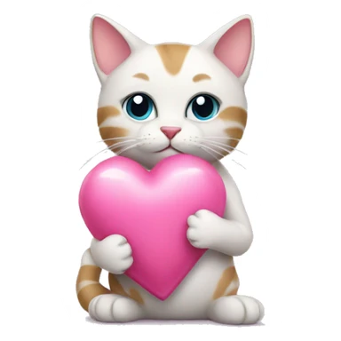 cat holding a pink heart  sticker