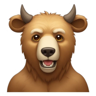 bear with bull horns sticker