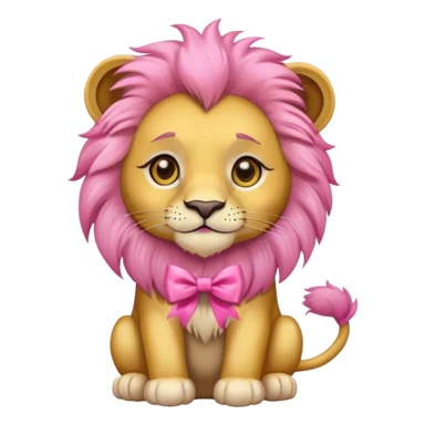 Cute lion with a pink bow sitting down sticker