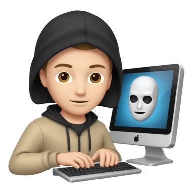 a 3d hacker with computer sticker
