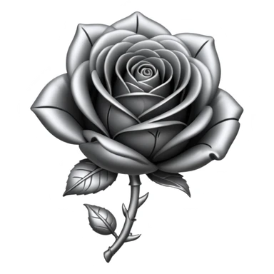 Black and silver filigree rose bud, 3D, extremely detailed design sticker