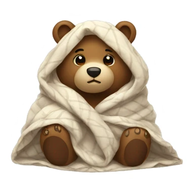 bear cozy in blanket sticker