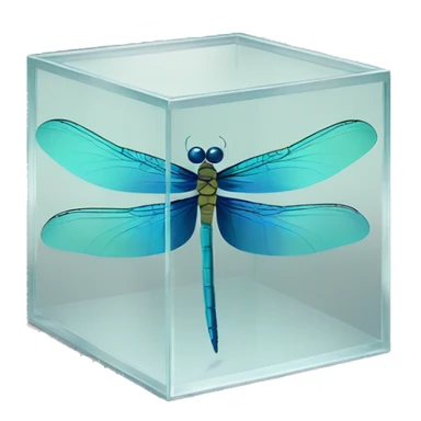 dragonfly in a square glass box sticker