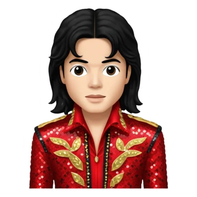 Michael Jackson with light skin, long black hair, red sequin outfit sticker