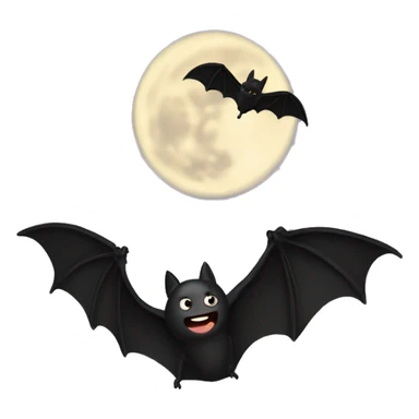 black bat flying to the moon sticker