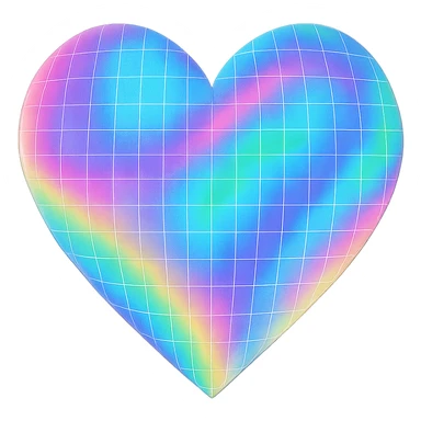 heart with a holographic grid pattern sticker