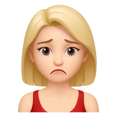 Change her facial expression to sad, keep the same style as the reference image. sticker