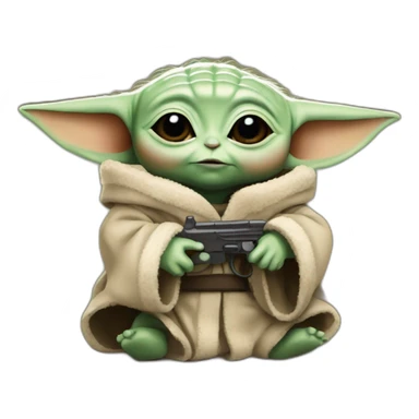 Baby yoda with Mando sticker