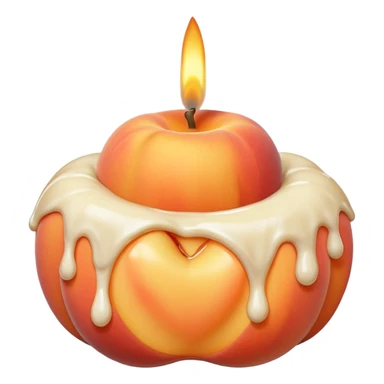 Peach covered with cream and a candle on it sticker