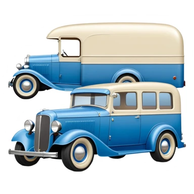 A 1934 ratty old antique rat Chevrolet hot rod caravan with  a large matching trailer that’s blue and pearl  sticker