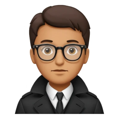 man in black trenchcoat and glasses sticker
