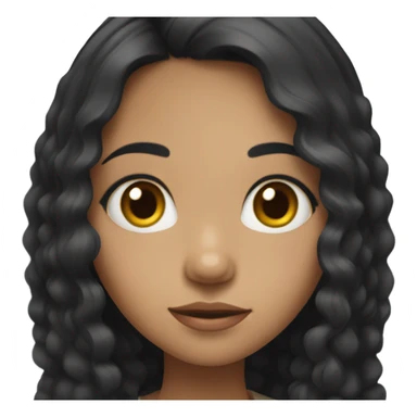 a filipino girl, big eyes, black long slightly curly hair  sticker