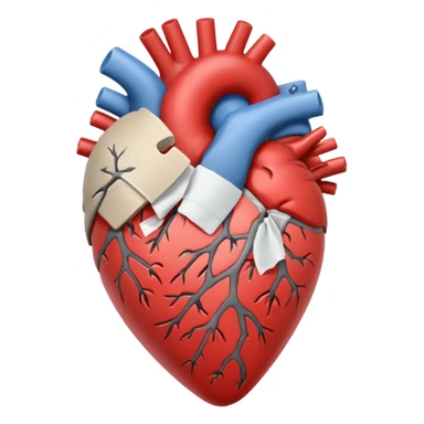 Un corazón humano roto de color gris con grietas  sangrando y expulsando sangre rodeado de vendas y tiritas que se despegan sin hacer efecto sticker