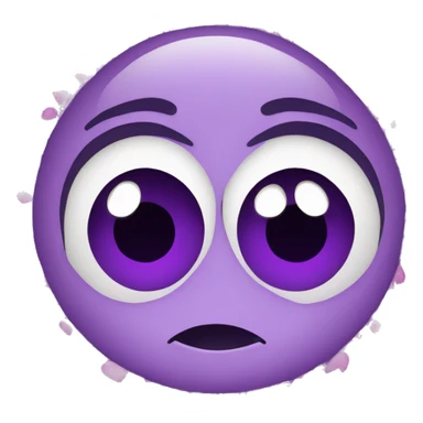 Rolling eyes with purple hearts surrounding face  sticker