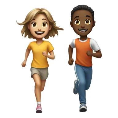 smiling girl with boy portrait running  sticker