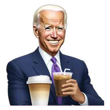 Joe Biden + iced coffee + gays sticker