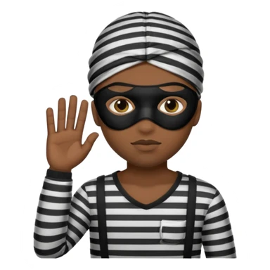 A theif robber emoji,Stripped shirt,eye mask, black head. sticker