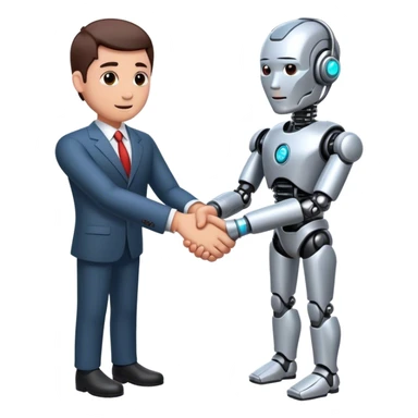 cyborg handshake with business man sticker