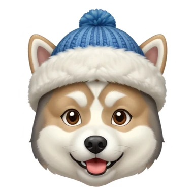 Husky with winter hat sticker