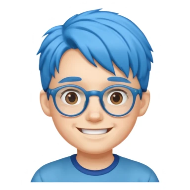 blue haired kid with glasses sticker