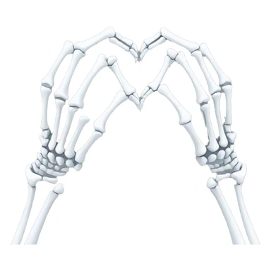 Skeleton hands forming a heart sticker