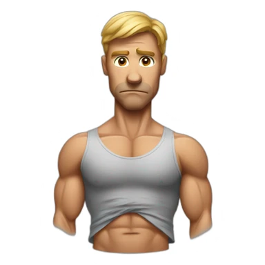 a deflated muscular man sticker