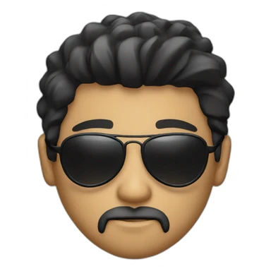Manga face with aviator sunglasses, goatee, black straight but a little in movement hair sticker