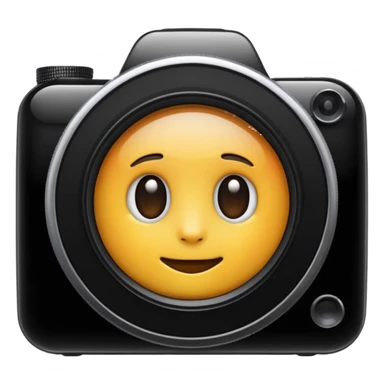 A simple camera lens, apple emoji style, detailed design sticker