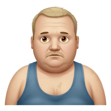 very  obese middle aged white man in wifebeater with  dirty appearance. His hair is very greasy and balding sticker