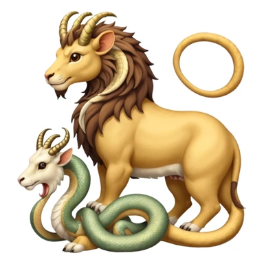 mythical chimera with lion, goat, and snake, soft muted colors sticker