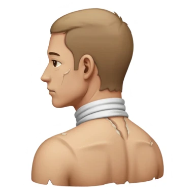 side view of man with bent neck, pain from the back of his neck sticker